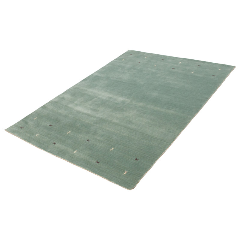 Tapis rectangulaire en laine nouvel âge de conception unique 6 pi 7 po x 8 pi 0 po bleu clair