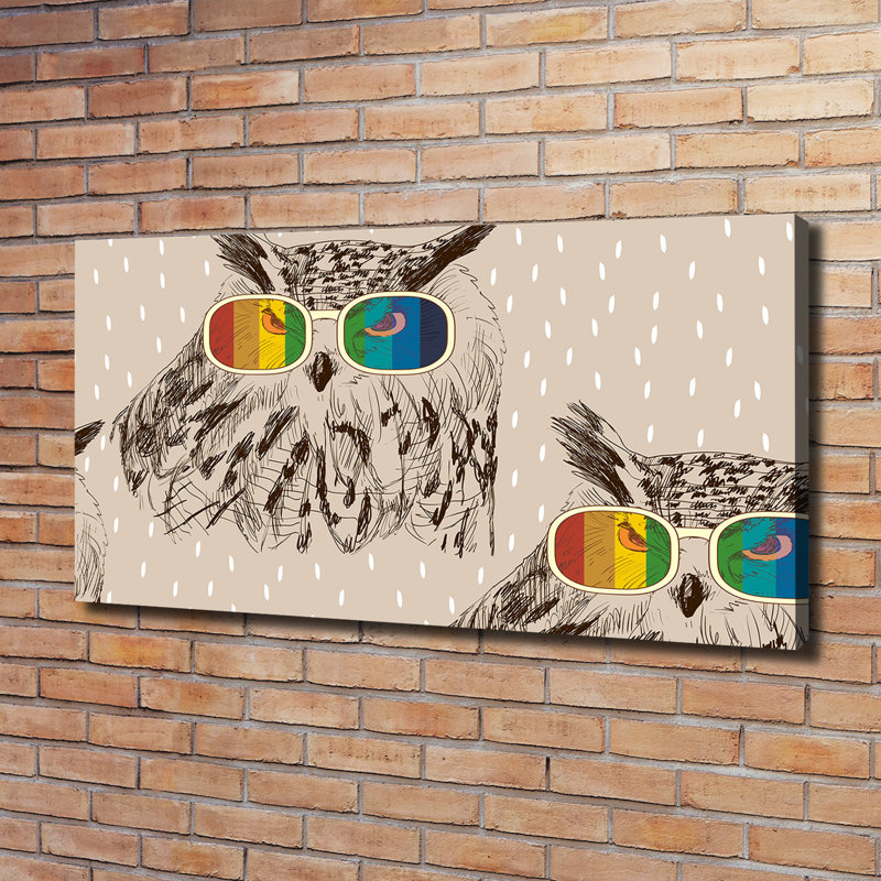 Owls In Glasses - Wrapped Canvas Print