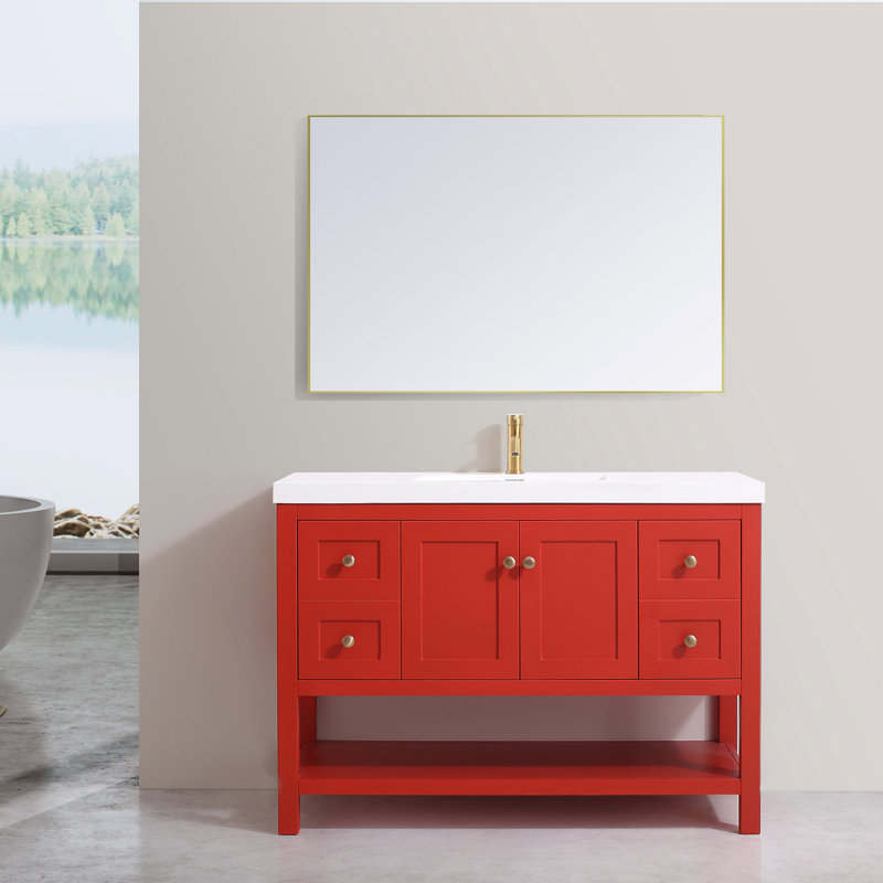 Mclamb 49'' Double Bathroom Vanity with Resin Top, Red