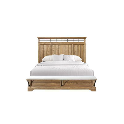 Panel Bed W/ Bench - Caramel Finish
