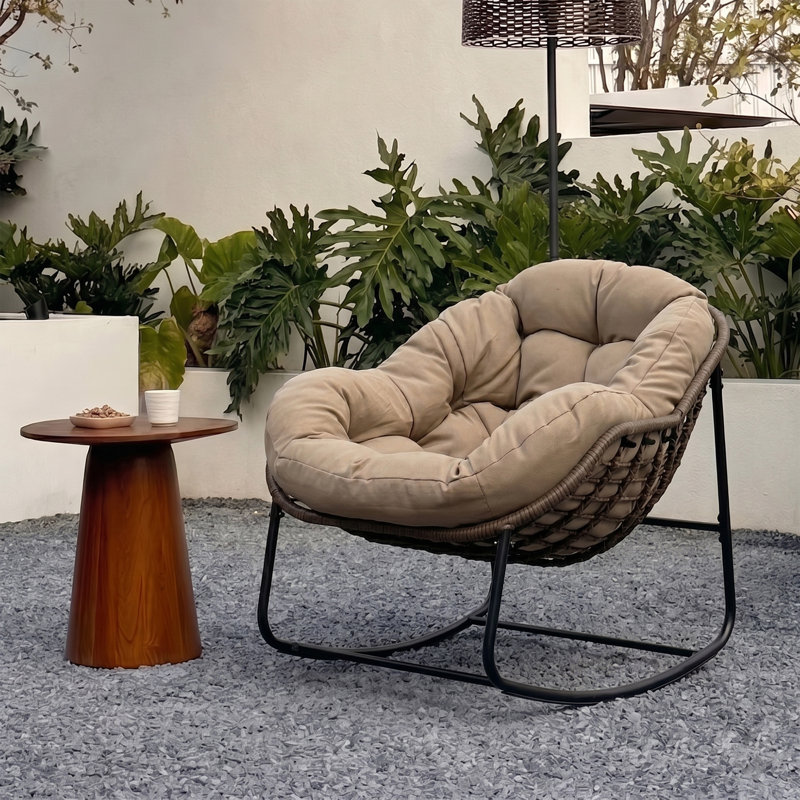 Fauteuil Papasan berçant surdimensionné pour patio, Brun