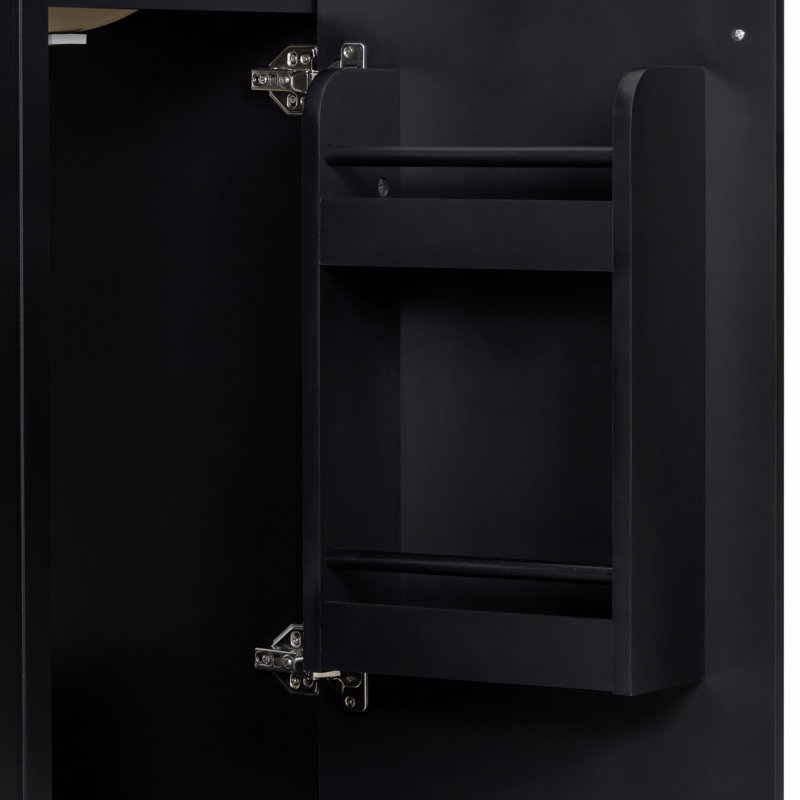 Meuble-lavabo 24 po avec lavabo, armoire de salle de bain avec tablette de porte, rangement latéral ouvert, structure en bois massif, porte à fermeture douce