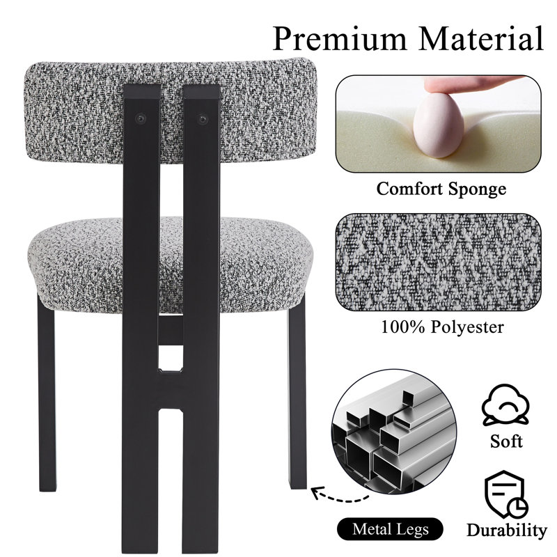 Ensemble de salle à manger à piédestal avec chaise rembourrée, Noir, Noir, Noir