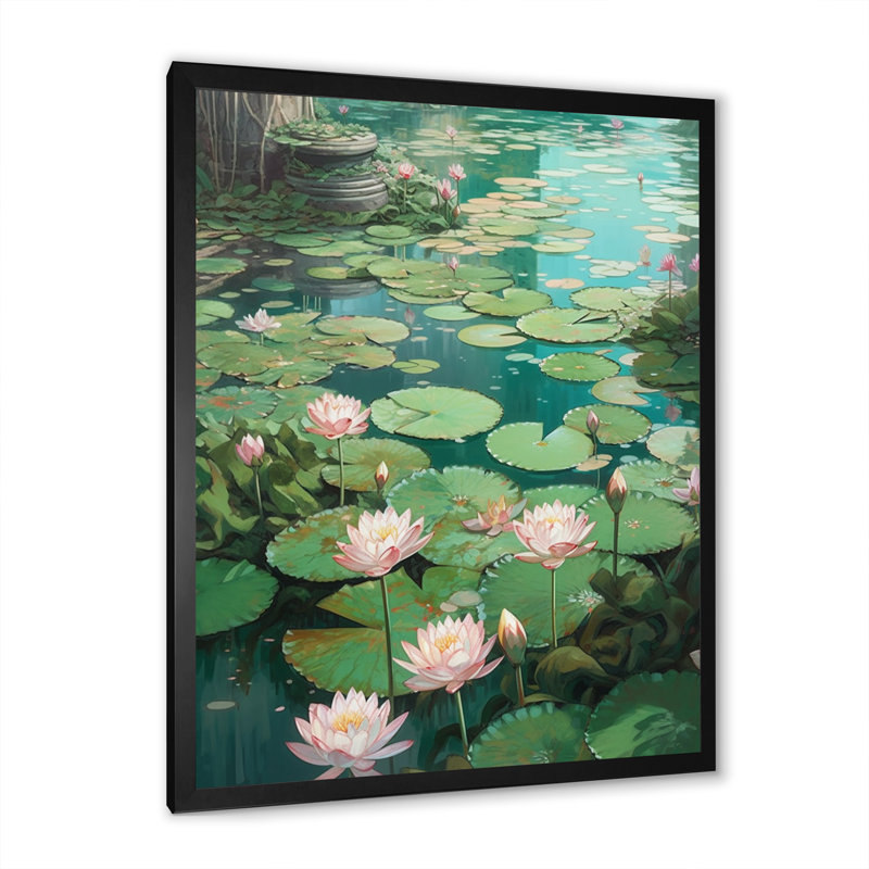«Pinklotus P pureté en fleur II», reproduction sur toile, Cadre photo noir, H 20 po x l 12 po x P 1 po