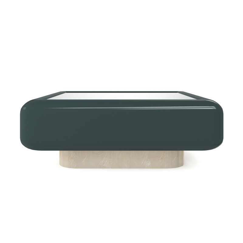 Gelee Glass Top Single Coffee Table, Green Top/Gold Base
