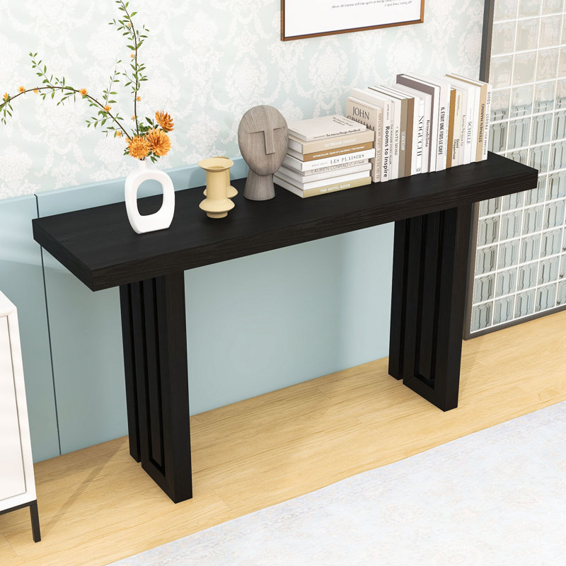 Console Table with Unique Side Design, Black