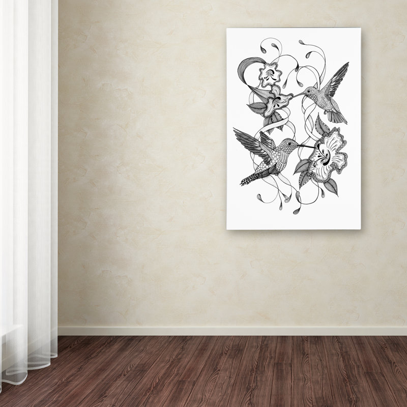 « colibris », reproduction d’art sur toile tendue, H 47 po x l 30 po