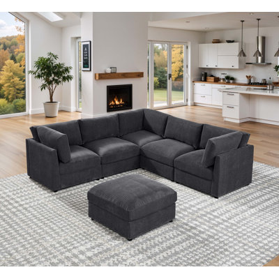 Canapé modulaire en velours côtelé Ghamnti
