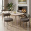 Dining Chairs Modern Teddy Fabric Upholstered Chairs with Curved Backrest and Black Metal Legs-937319350-938653894