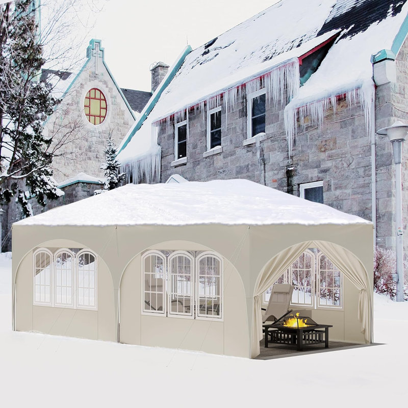 Breyawna 5.83 x 2.93m Metal Party Tent, Beige