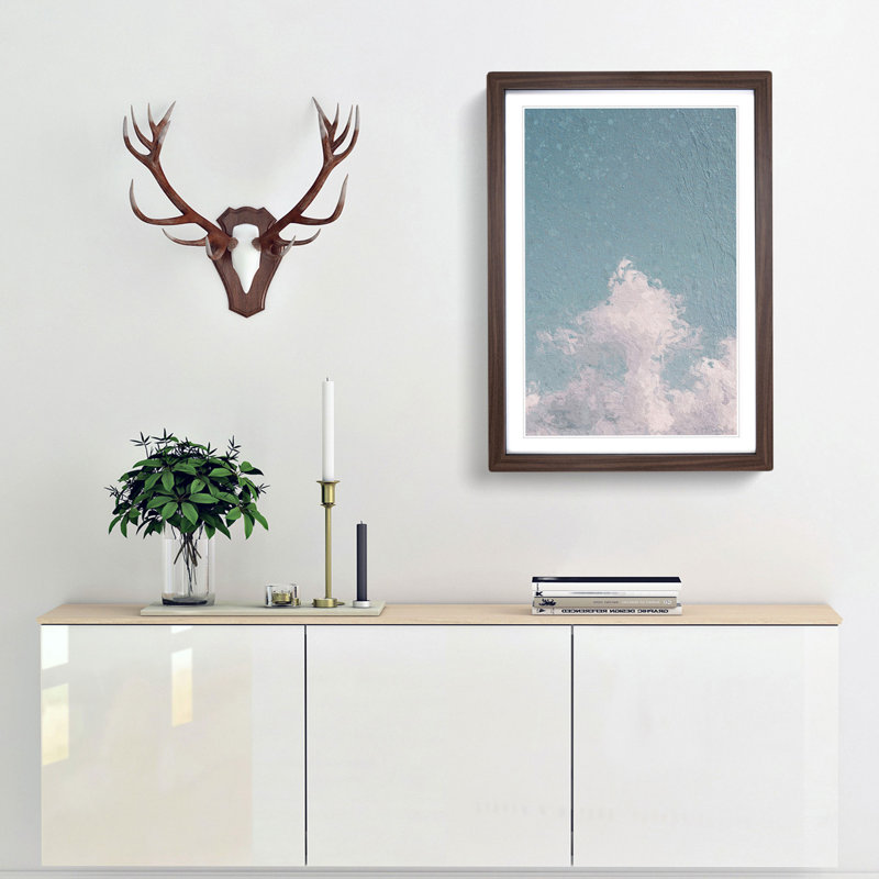 White Clouds Reaching Upwards - Framed Print, 36cm H x 27cm W x 2cm D, Walnut Framed