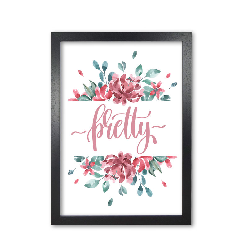 Pretty Pink Floral - Print, Black Grain Frame, 42 cm H x 30 cm W x 5 cm D