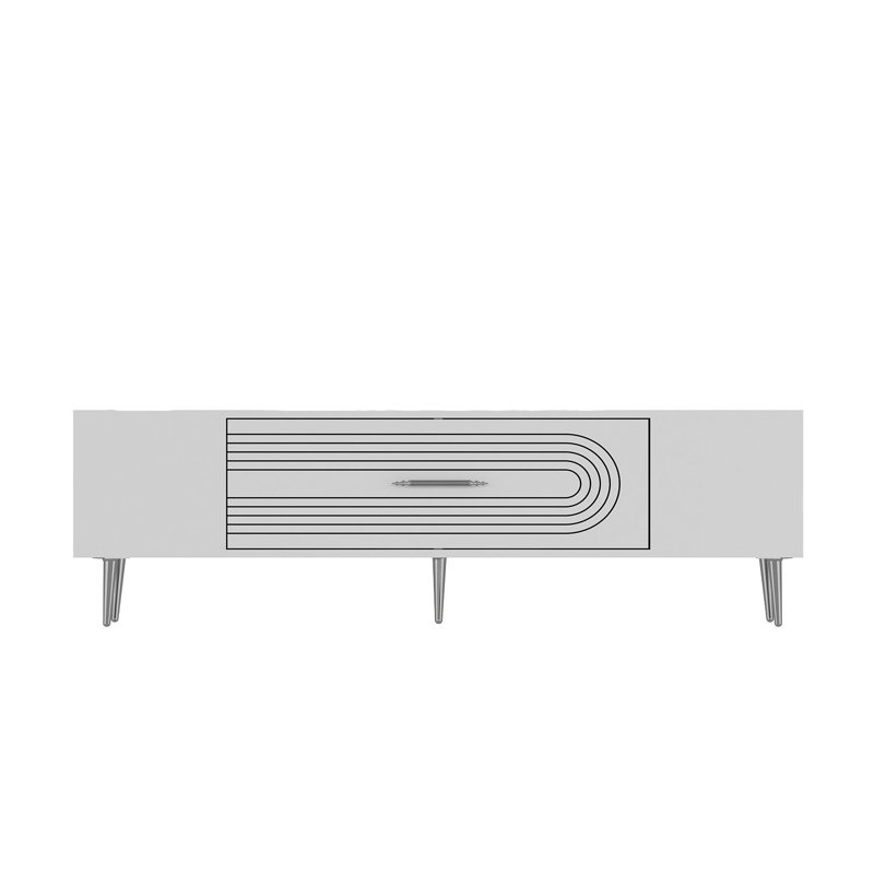 Olivia Unfinished TV Stand, 150cm, White/Silver