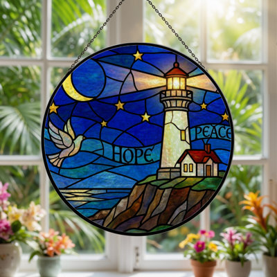 Panneau de vitrail en verre coloré H 7,8 po