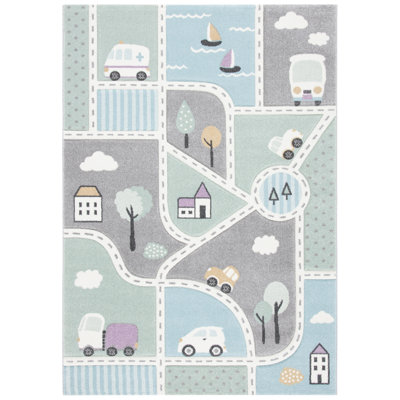 Tapis gris / bleu clair Frasher
