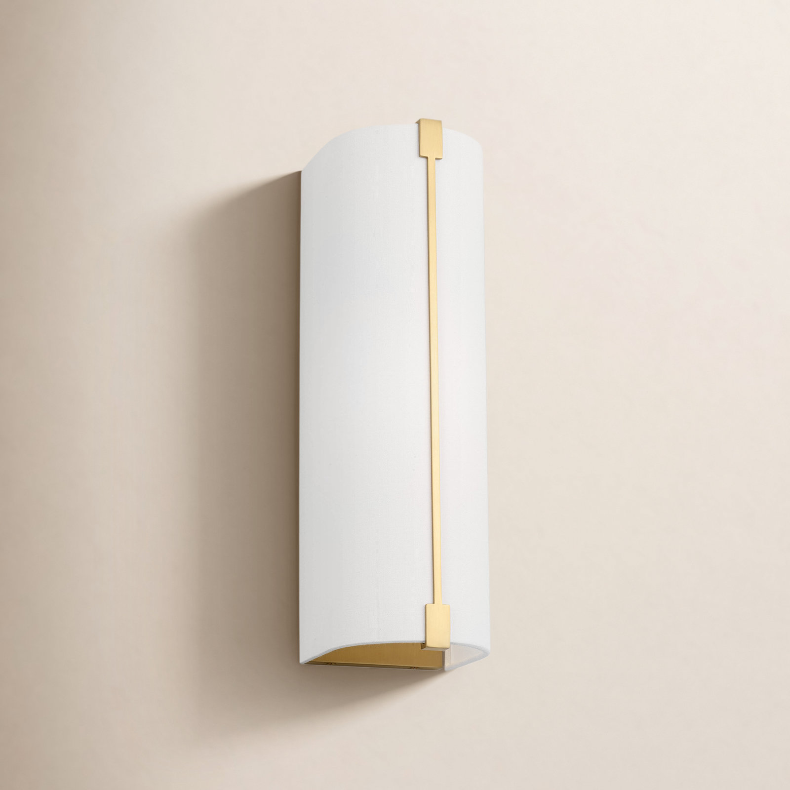 Single Light Linen Vanity Light, Burnished Brass