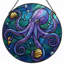 Vitrail de fenêtre en verre coloré 7,8 po H Octopus-1332128665