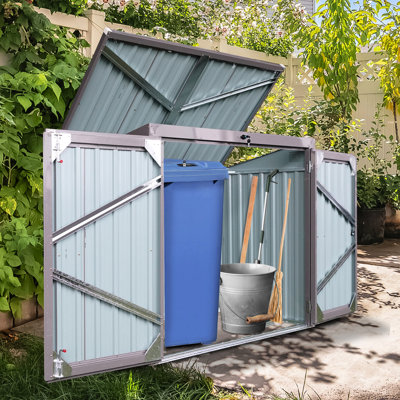 Rangement extérieur pour les déchets - Rouille, verrouillable, abri de jardin polyvalent, pour ranger les déchets, les outils, le bois de chauffage et le patio