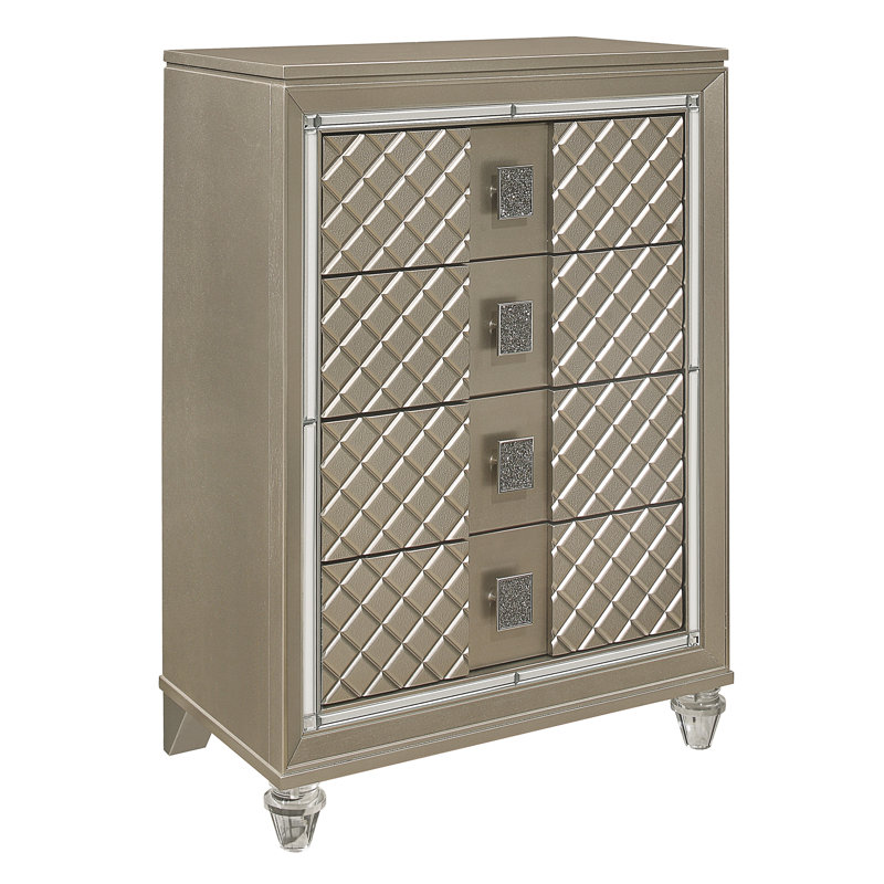 Glacieuse commode 1 pièce 4 tiroirs pieds de luxe en acrylique