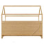 Lit simple avec lumière DEL et rangement, conception en bois avec garde-corps pour personnes, finition naturelle-170797133