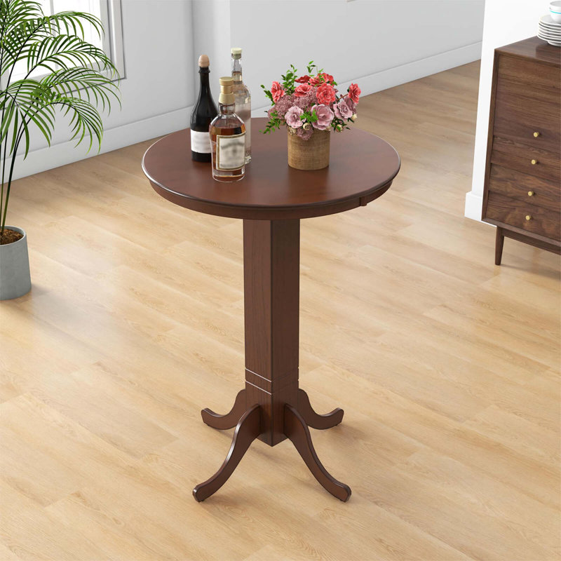 30 Inch Wood Pub Round Dining Table With Pedestal Base Kitchen Diner Table