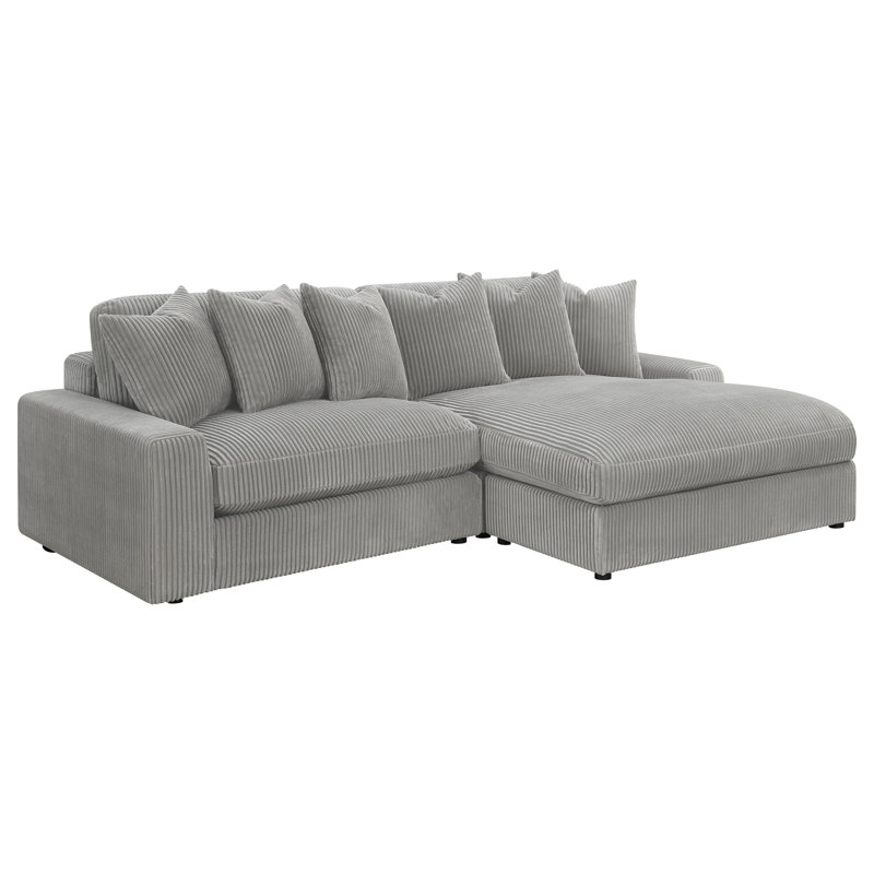 Qualité exceptionnelle - Canapé modulaire rembourré Holthaus, Velours côtelé gris