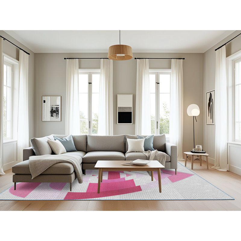 Tapis décoratif rose, Rectangle 8 pi x 10 pi