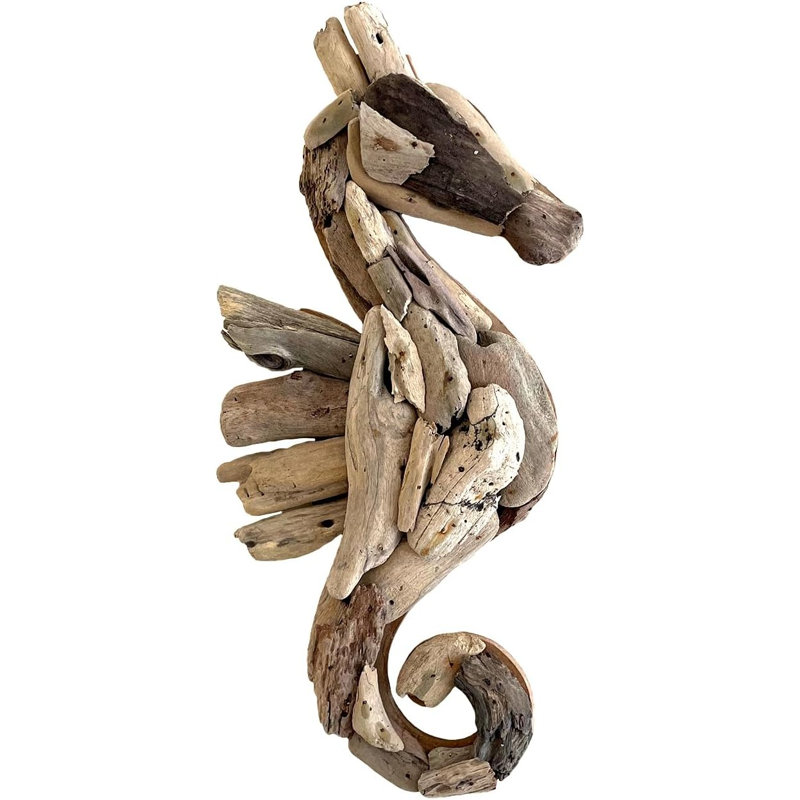 Driftwood Seahorse Nautical Coastal Nature Wall Décor On Solid Wood, Hand Crafted
