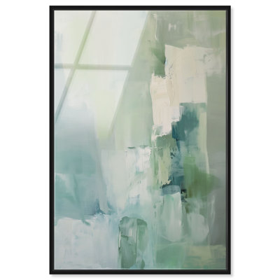 Mossy Patch III Framed Acrylic Print Green Abstract Art by Art Remedy, Black Frame, 20 x 30