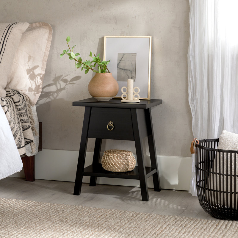 Krystynn 35cm W Bedside Table, Black