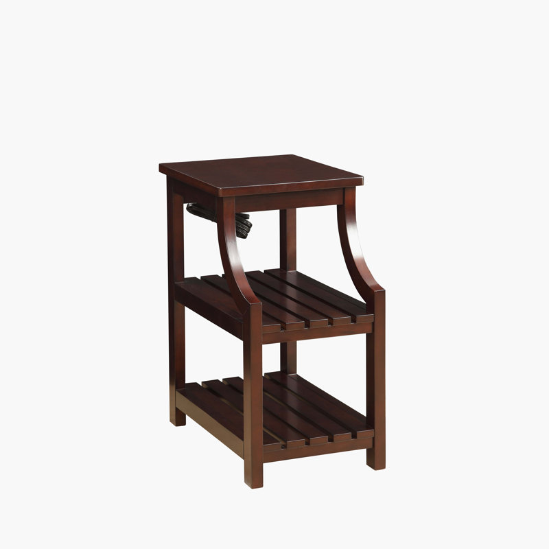Stenya Contemporary 2-Shelf Rectangular Accent Table with USB in Espresso,End Table,Side Table