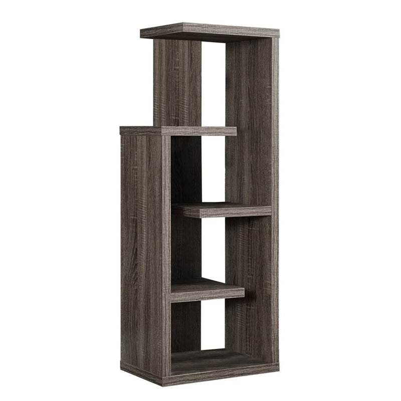Bibliothèque étagère d'angle de style contemporain à 5 étages de H 72 po en stratifié Toto, pour le bureau et la chambre à coucher
