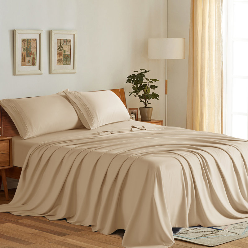 Microfiber Sheet Sets 4 Pieces, Full SheetSet 1FittedSheet & 2 Standard Pillowcase, Burgundy