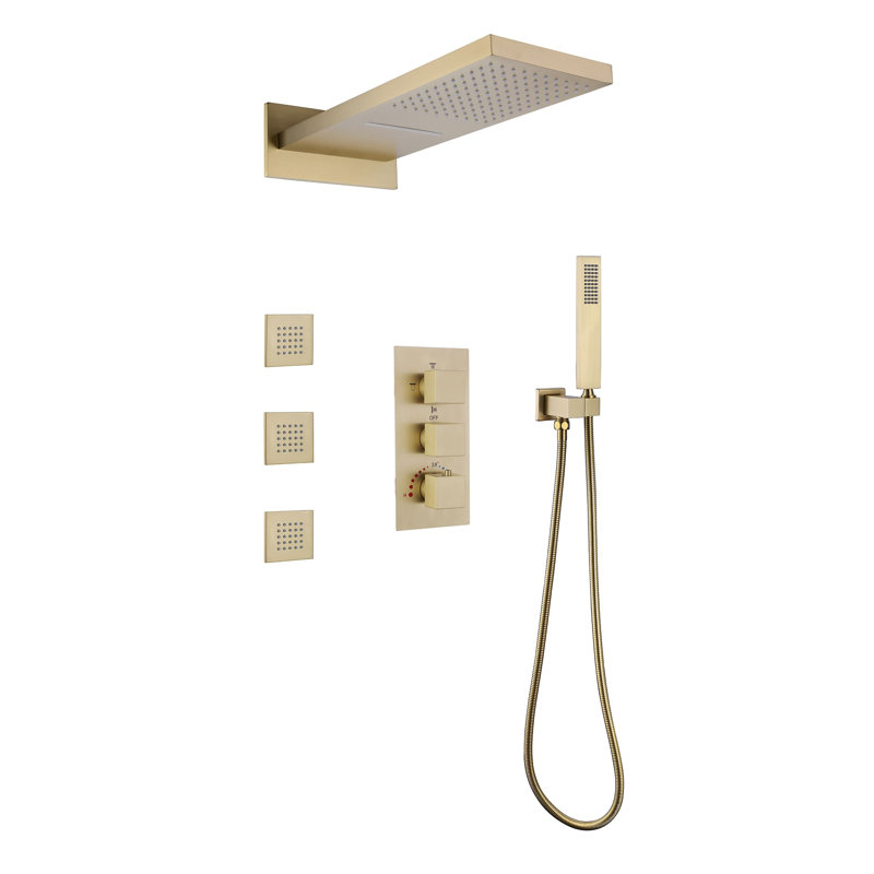 All-In-One Kit with Rough in-Valve, Brushed Gold