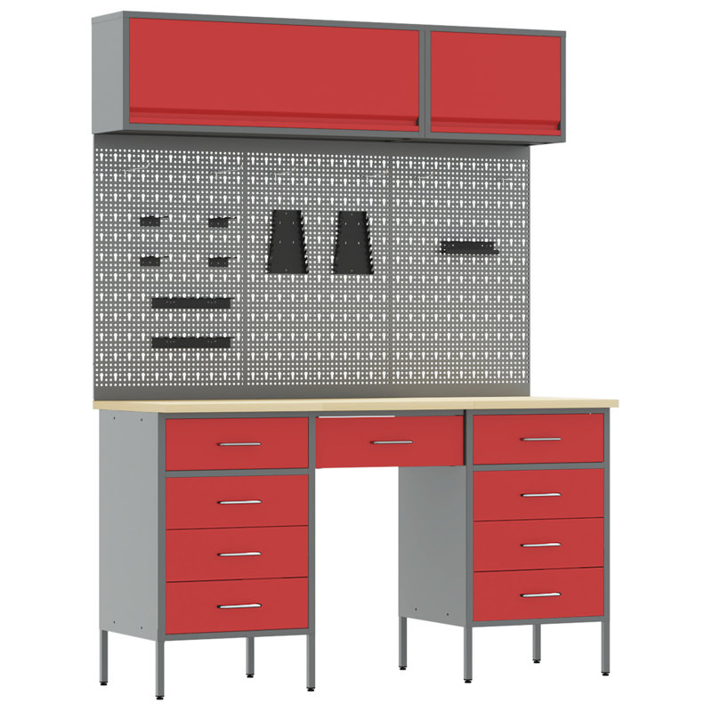 Set Of 6 Steel, Height-Adjustable, Red