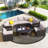 9-pieces Outdoor Half-moon Wicker Conversation Sets With 1 Nesting Coffee Table And Tempered Glass Top