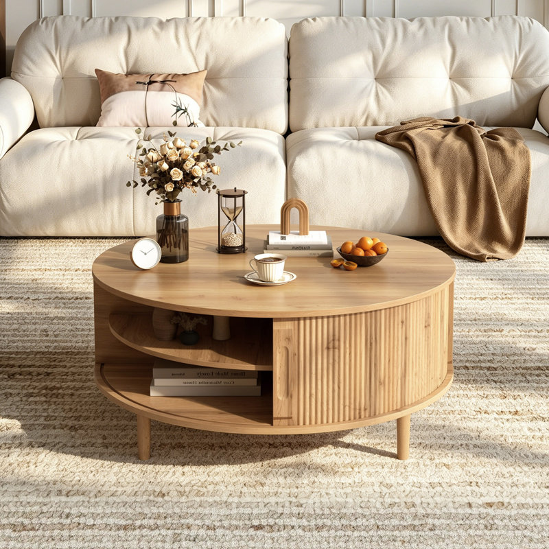 Table basse à plateau relevable moderne avec rangement caché 39,37 po Modern, Natural