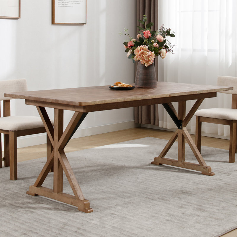 Table de salle à manger rectangulaire de 69 po de large avec pieds en X