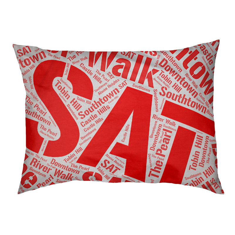 Coussin de chien « districts », Rouge, Grand (l 40 po x P 30 po x H 14 po), San Antonio