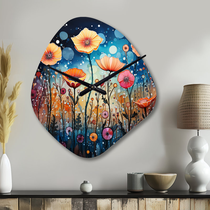 Horloge murale Wildflowers Whimsical Blooms Pointillism II - Wildflowers, Grand