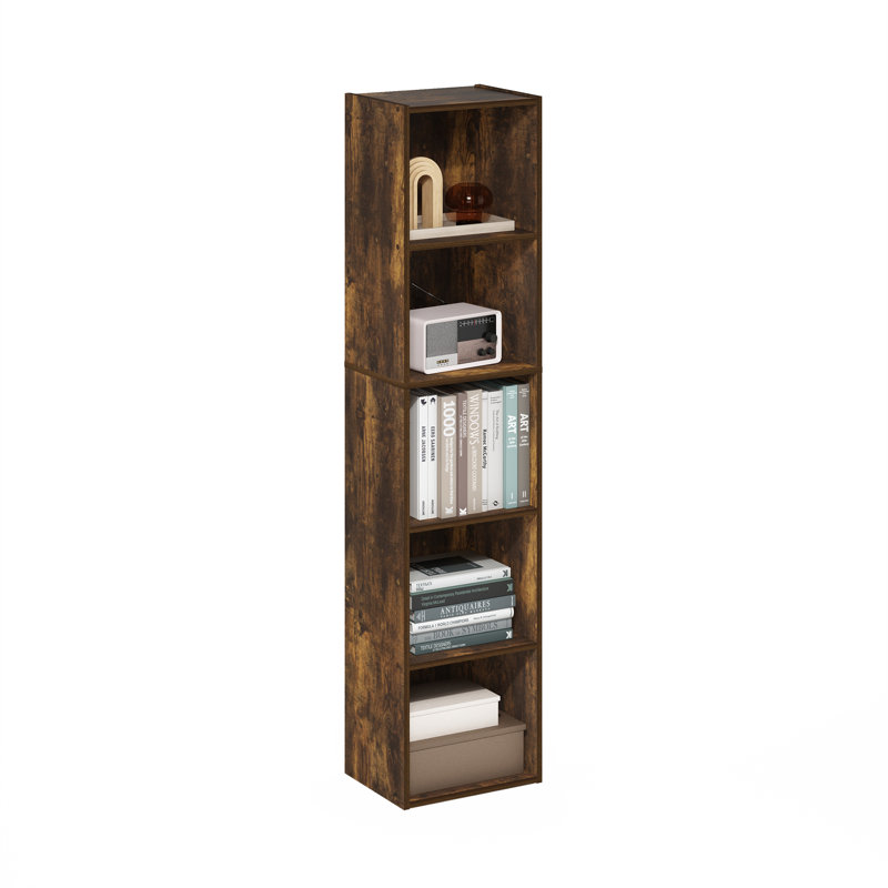 Cannice Bookcase, (5 Shelves) 52.1" H x 12" W x 9.3" D, Amber Pine
