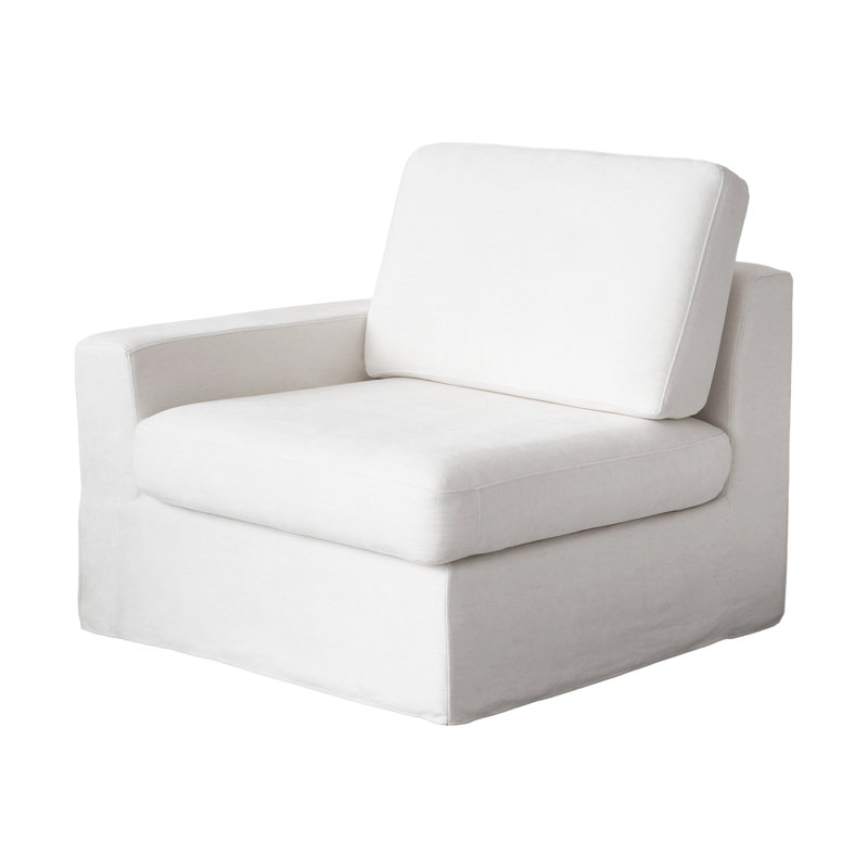 Oecusse Upholstered 38.6 " Linen Sectional, Beige Linen