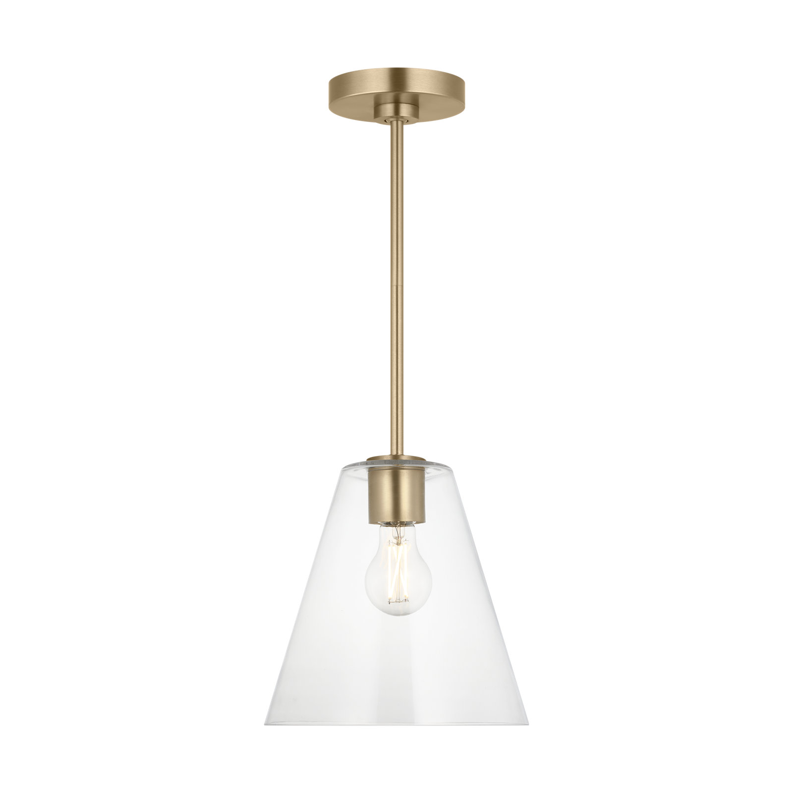 Hayden One Light Pendant, Clear, Satin Brass