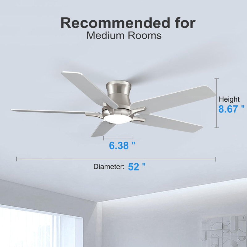 Ventilateurs de plafond de 52 pouces avec lumières et télécommande, Nickel