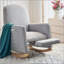 Chaise berçante en coton et lin avec repose-pieds réglable-1295063854