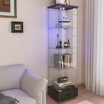 Vitrine à assemblage rapide avec tiroir, étui de rangement multifonctionnel pour mettre en valeur les objets de collection, idéal pour diverses pièces