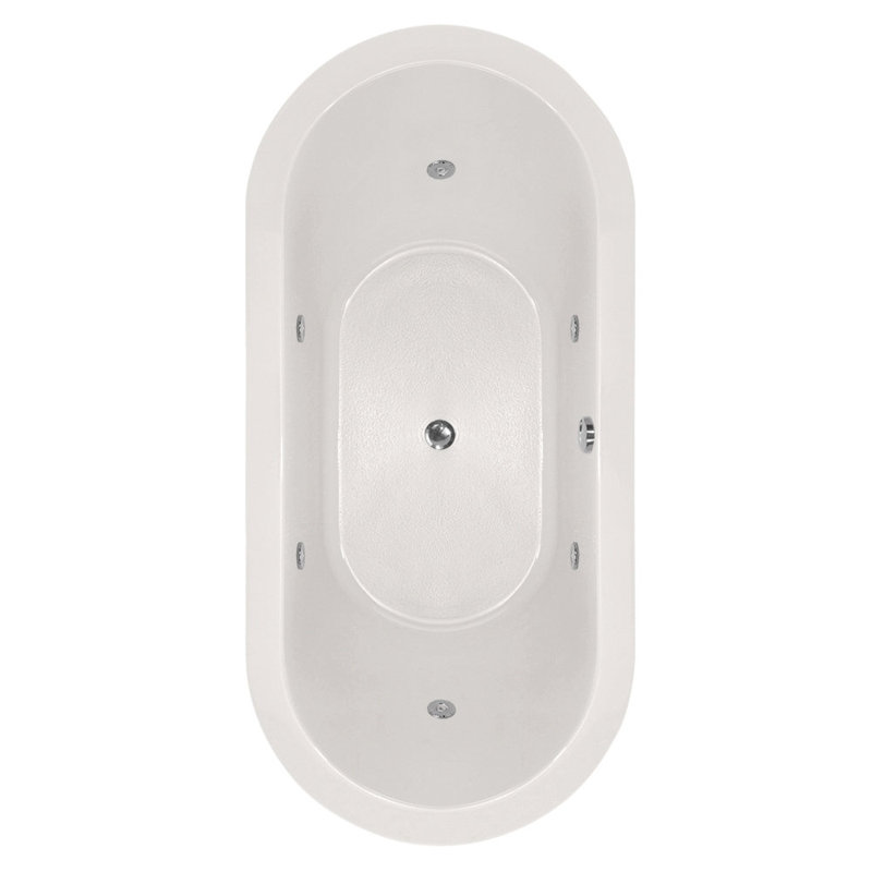 Elle 72'' L Whirlpool Bathtub, Bone, Polished Chrome