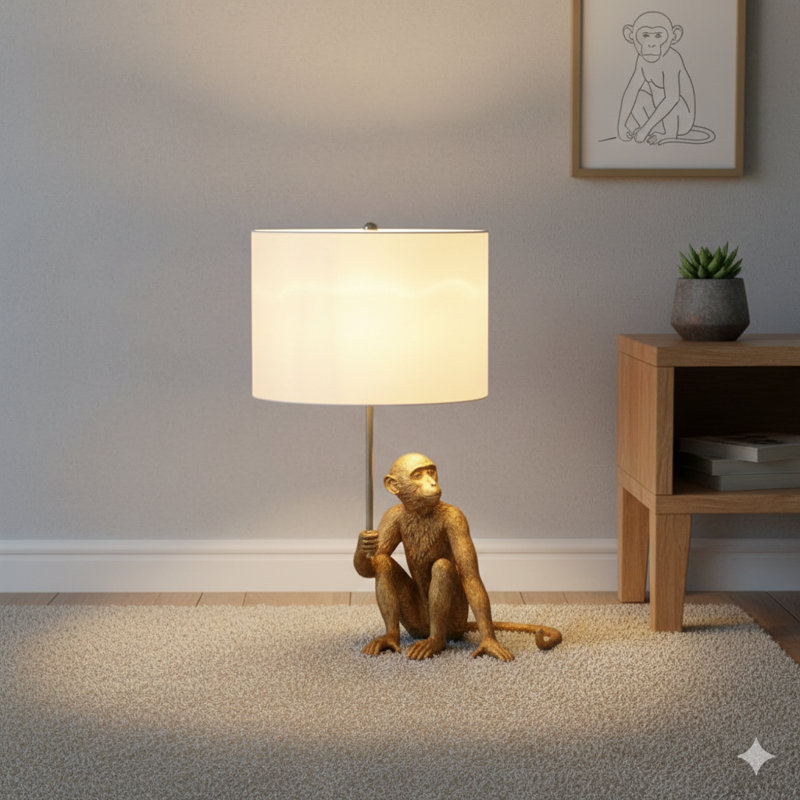 25.50" In Golden Monkey Holding Polyresin Table Lamp