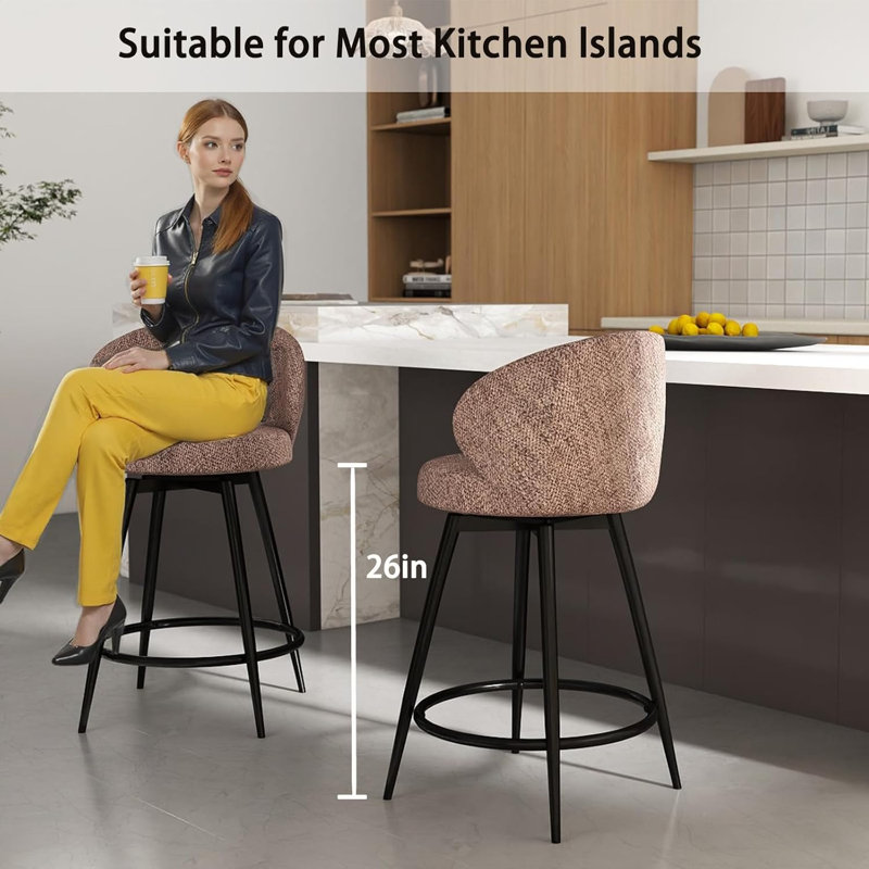 Tabouret de comptoir pivotant à 360 ° avec structure en métal, Brun