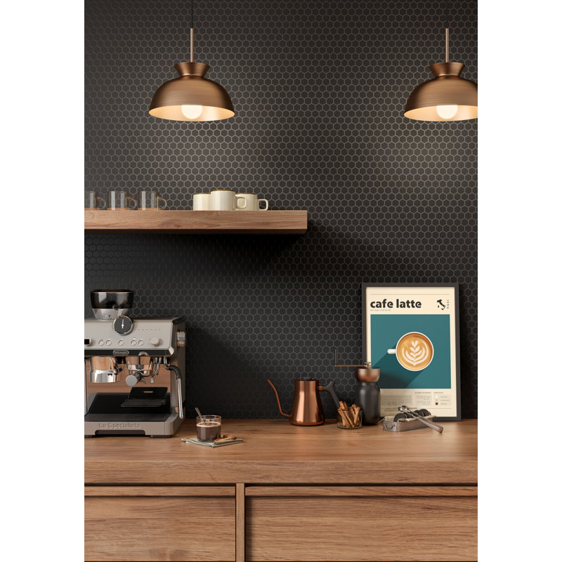 1" x 1" Black Hexagon Mosaic Tile 10x12 sheet Honeycomb– Matte Finish, Mesh-Mounted, Wall & Floor Use, Black
